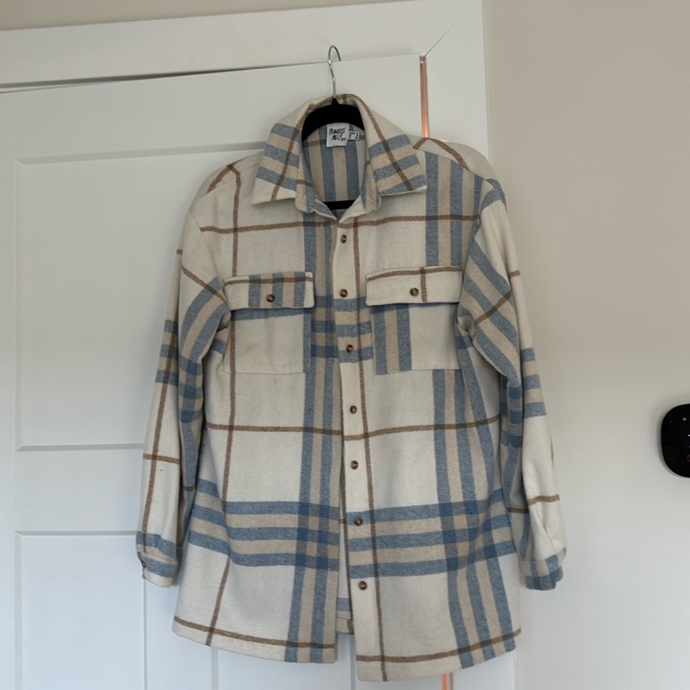Princess Polly Light Blue Flannel Shacket